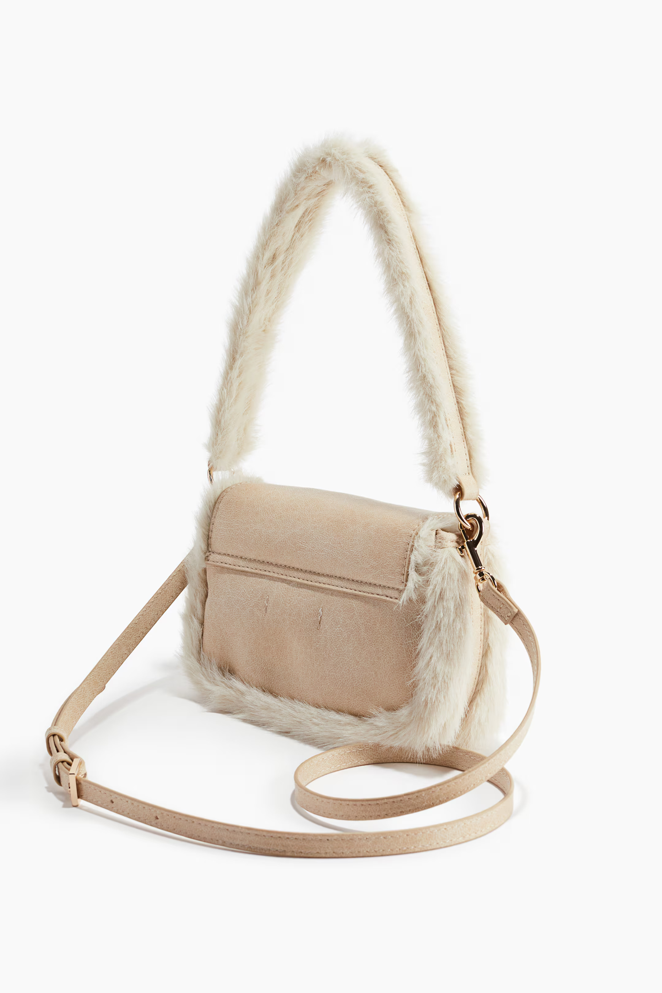 Fluffy-Trim Crossbody Bag - Light beige - Ladies | H&M US | H&M (US + CA)