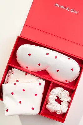 Silver Cloud Heart Print Satin Gift Set | Anthropologie (US)