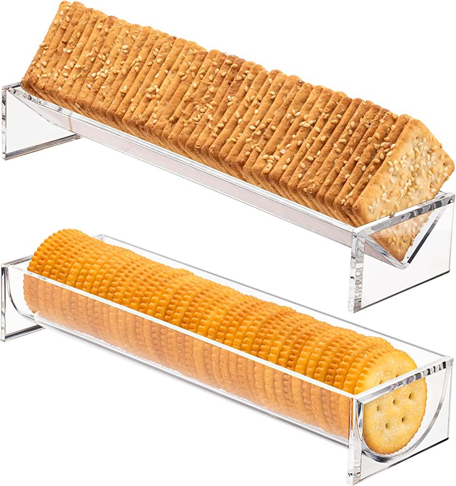 Srenta Clear Cracker Tray for Serving, Set of 2 Rectangular Cracker Holder for Serving Trays, Acr... | Amazon (US)