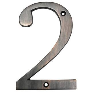 4 in. Aged Bronze Flush Mount House Number 2 | The Home Depot