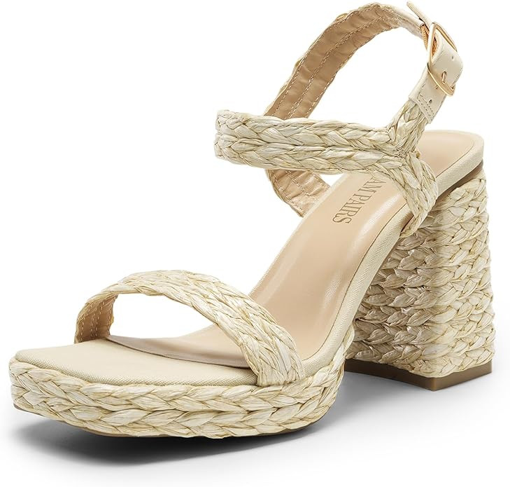 DREAM PAIRS Women's Platform Chunky Heels Ankle Strap Block High Heel Square Toe Wedding Party Dr... | Amazon (US)