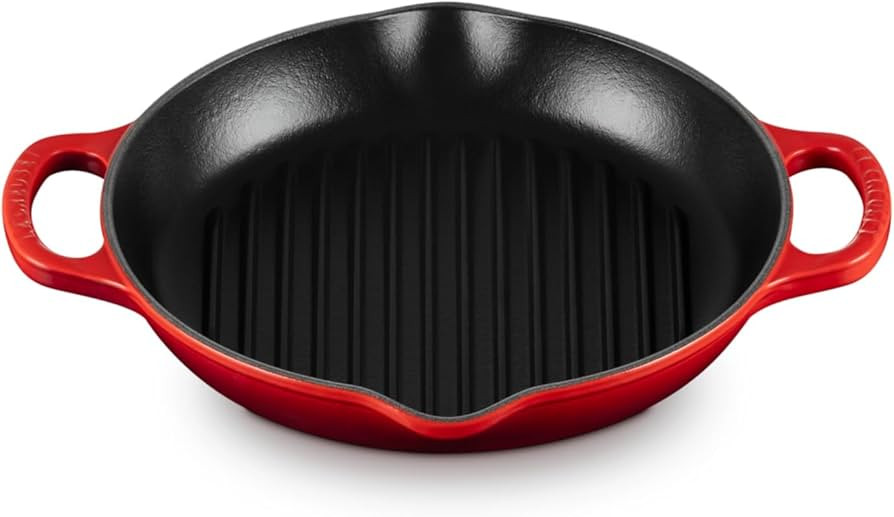 Le Creuset Enameled Cast Iron Signature Deep Round Grill, 9.75", Cerise | Amazon (US)