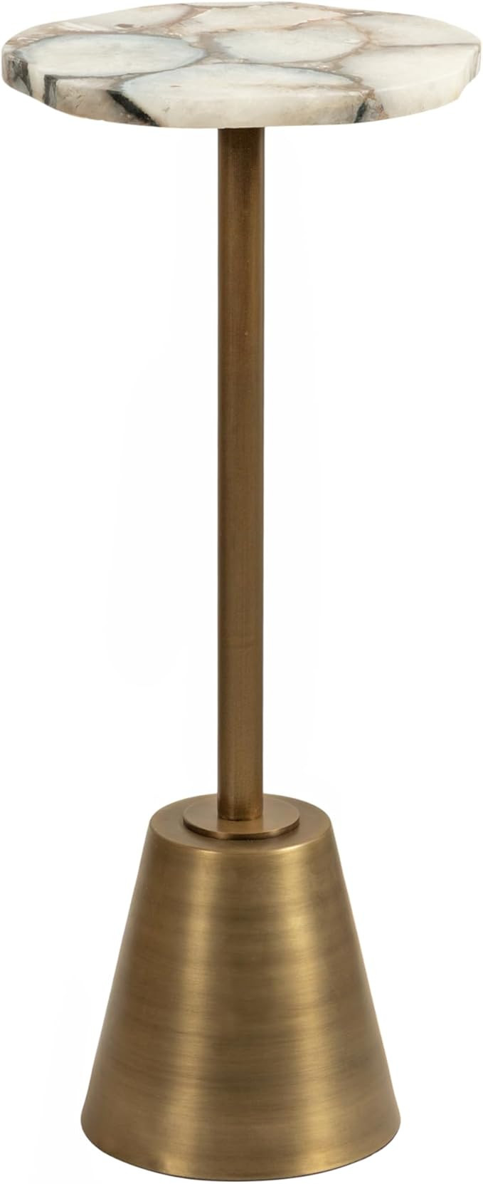 Kate and Laurel Tira Elegant Wavy Round Drink Table, 10 x 10 x 24, Natural Agate and Antique Bras... | Amazon (US)