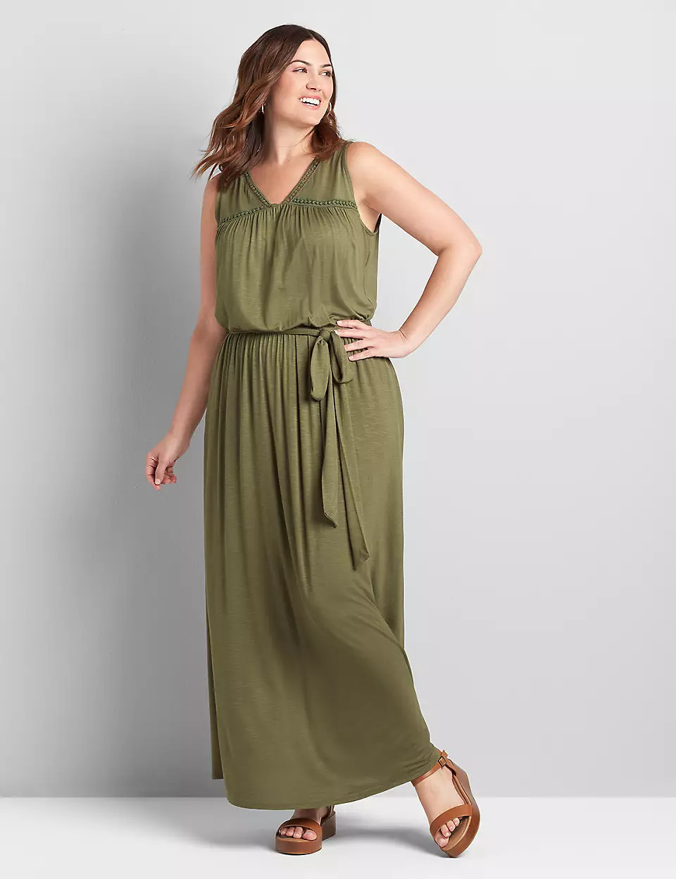 Sleeveless Tie-Waist Maxi Dress | Lane Bryant (US)