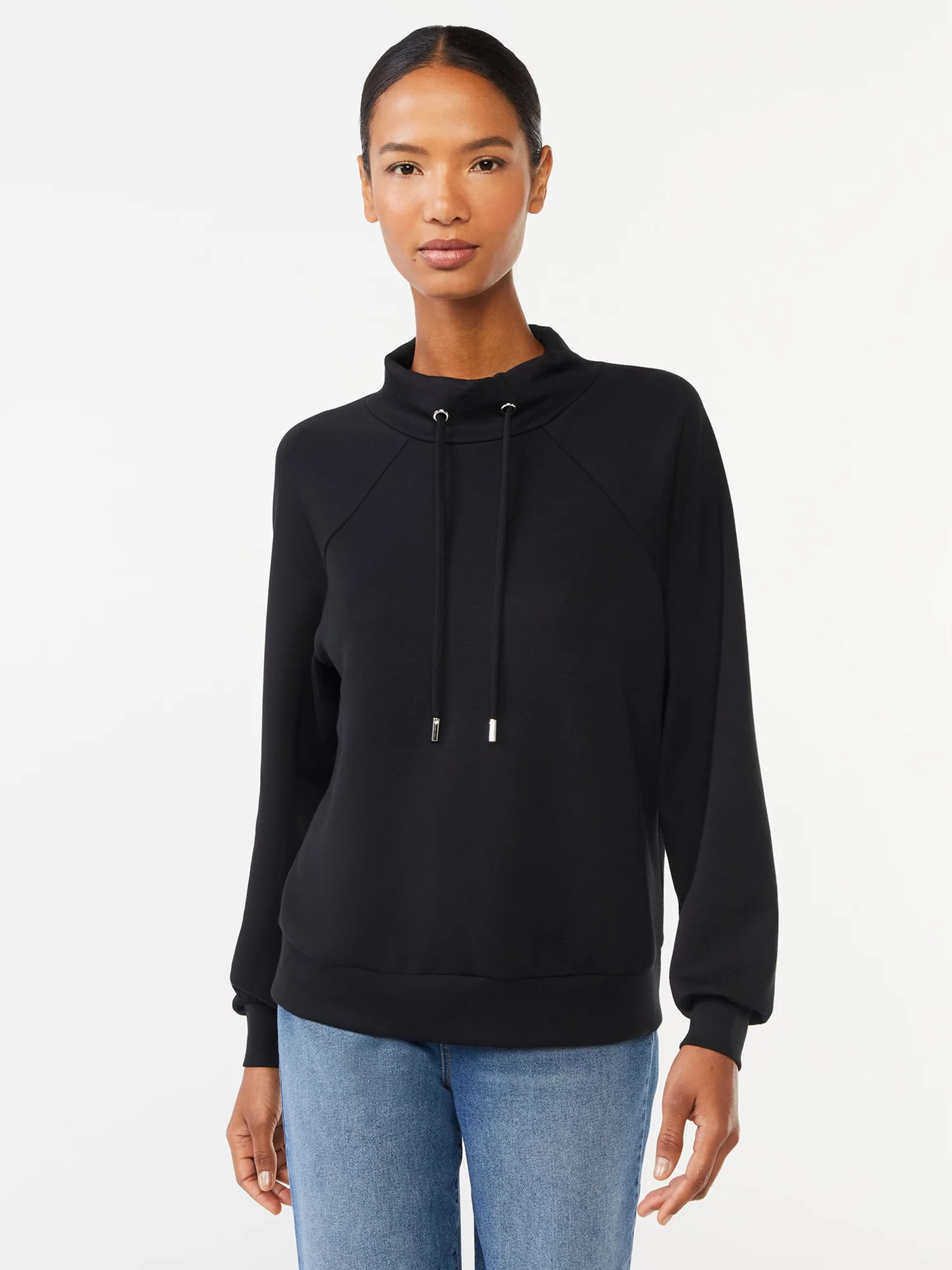 Scoop Women's Scuba Knit Funnel Neck Sweatshirt - Walmart.com | Walmart (US)