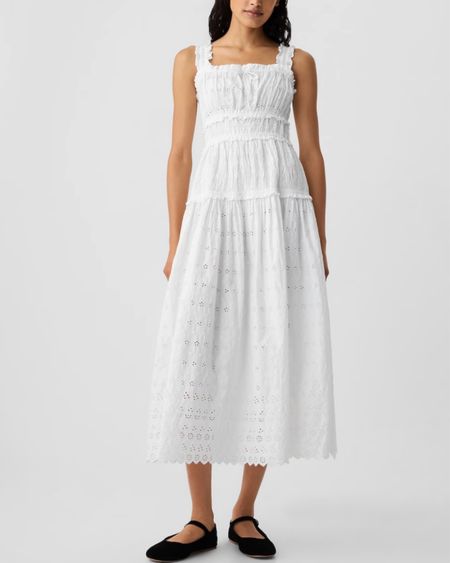Just ordered this dress from the GAP x DÔEN collaboration 😍 DÔEN is known for their romantic vintage-inspired pieces, this collection starts from $19.95 to $158. This eyelet midi dress is my favorite piece from the collection! Love the ruffle neckline and tiered skirt, such a great summer dress!

For size reference, I’m 5 ft 105 pounds and ordered a XXS  

#LTKStyleTip