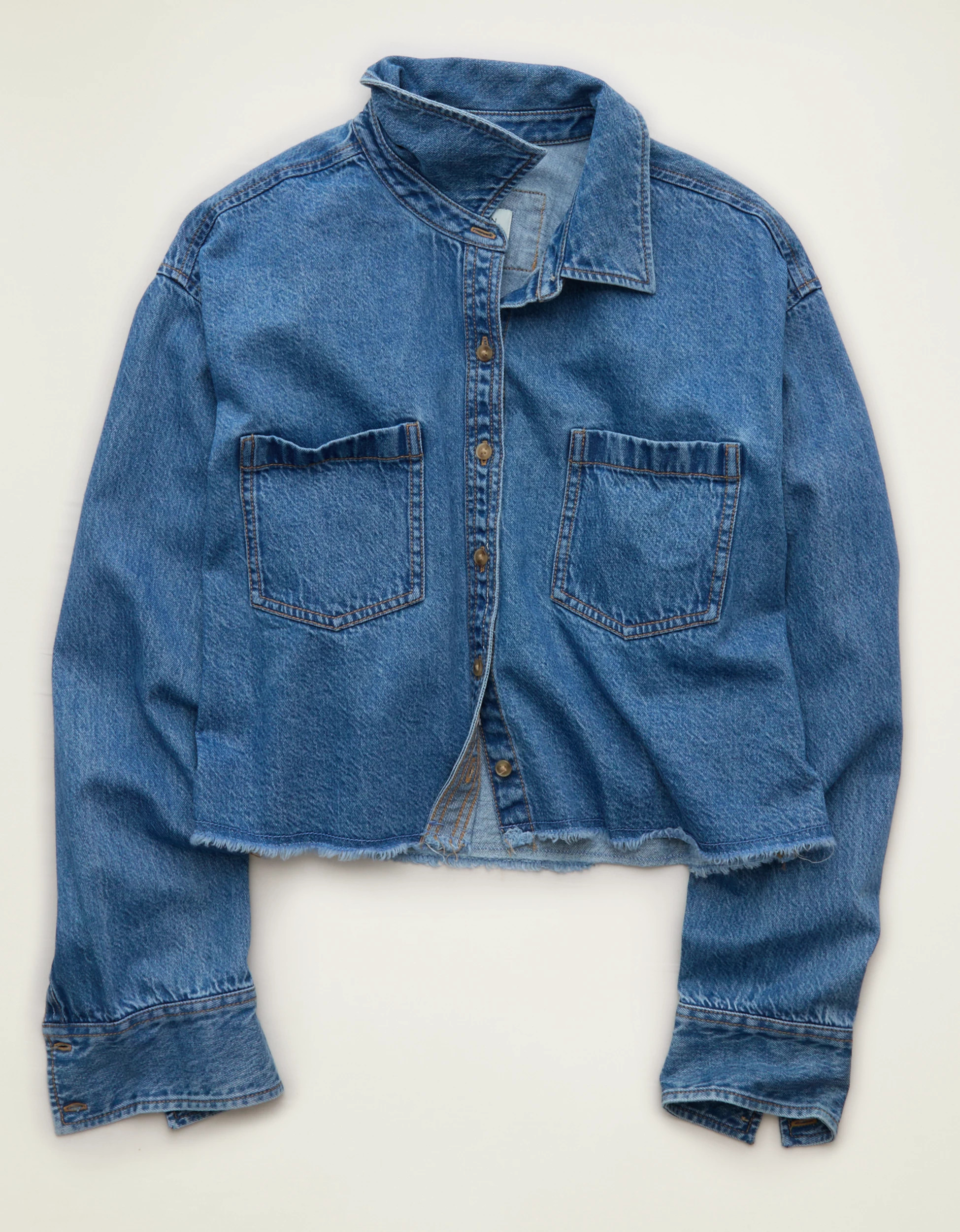 AE Cropped Button-Up Shirt | American Eagle Outfitters (US & CA)