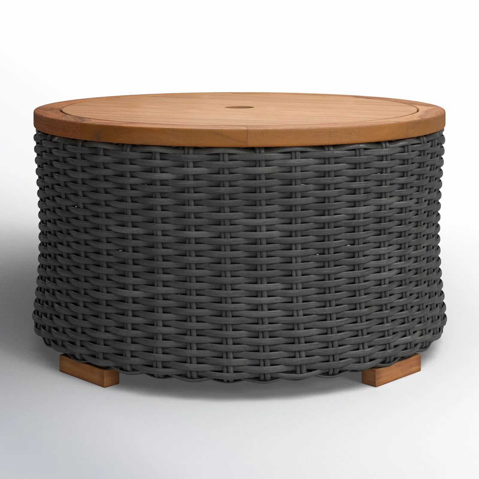 Maddie Acacia Outdoor Coffee Table With Umbrella Hole , 25.6'' in. W 25.6'' in. D | Wayfair North America