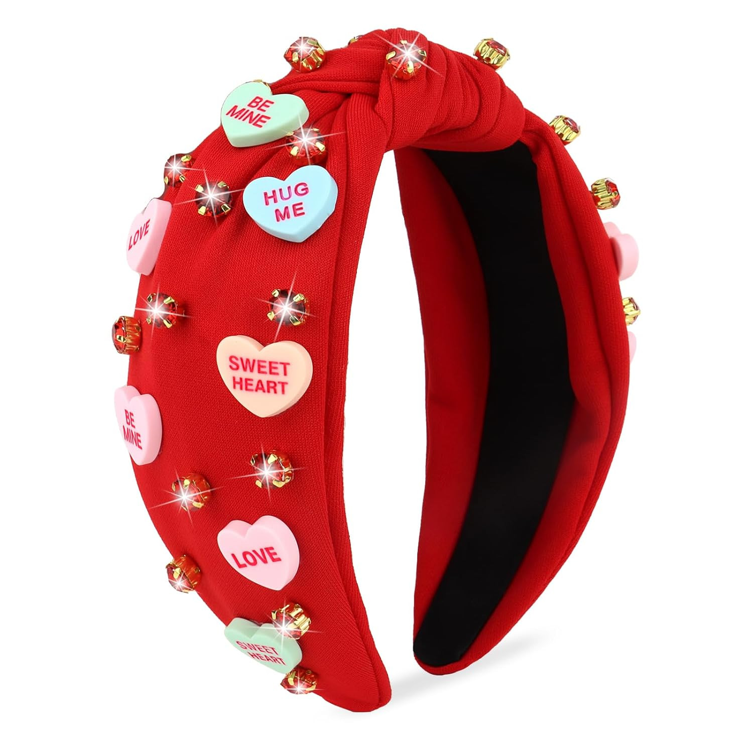 YARIEW Valentines Day Headbands for Women Love Sweet Red Heart Headband Rhinestone Knotted Headba... | Amazon (US)