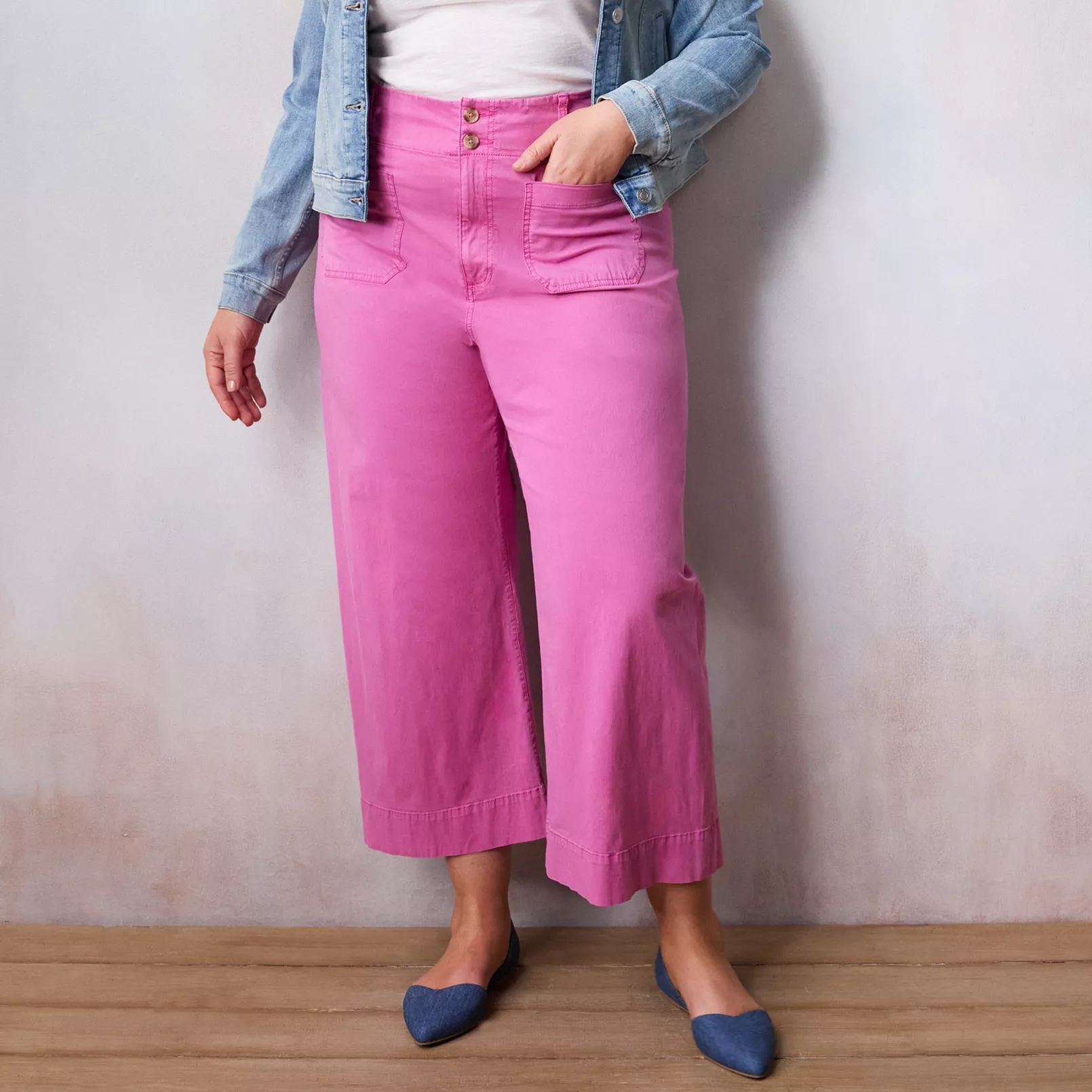 Plus Sized LC Lauren Conrad Super High Rise Wide Leg Crop | Kohl's