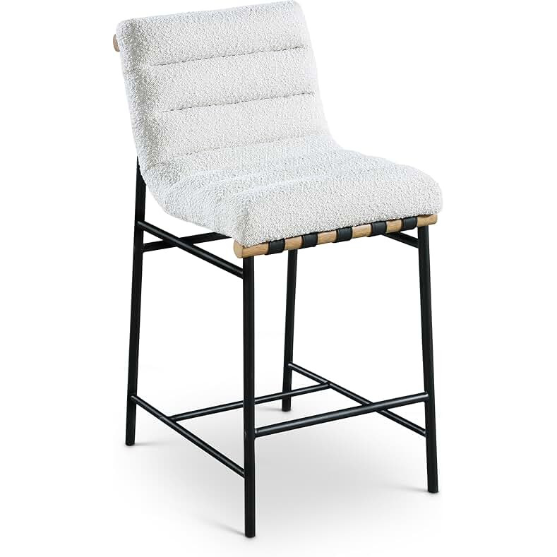 Meridian Furniture 857Cream-C Burke Collection Modern | Contemporary Boucle Fabric Upholstered Counter Stool, Cream, 18" W x 24" D x 37.5" H | Amazon (US)