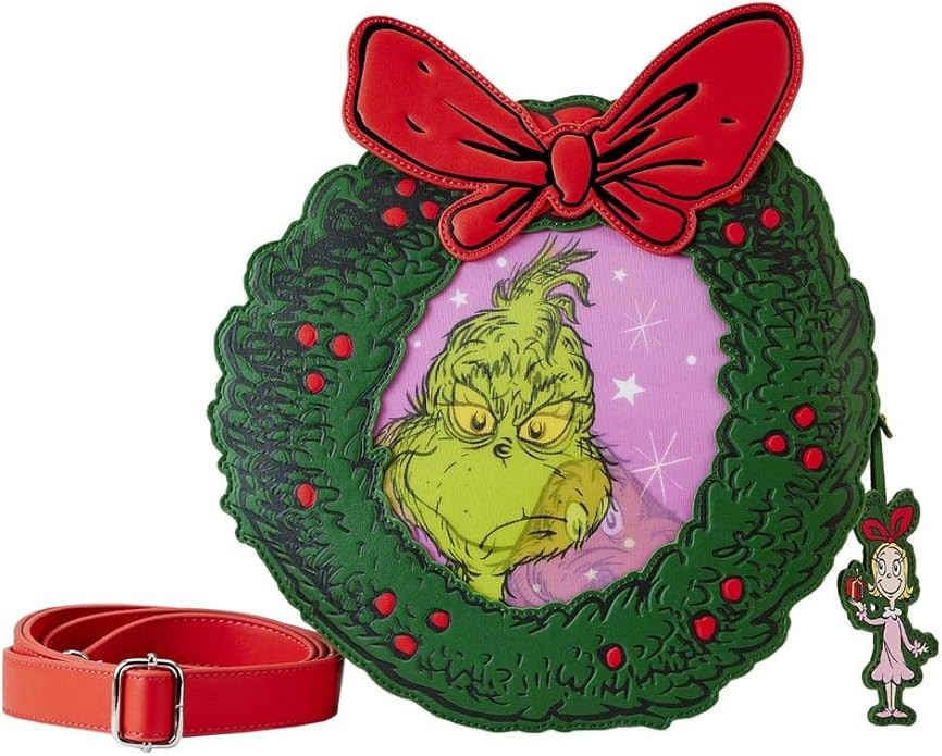 Loungefly Dr. Seuss Grinch Christmas Wreath Crossbody Bag Grinch | Amazon (US)