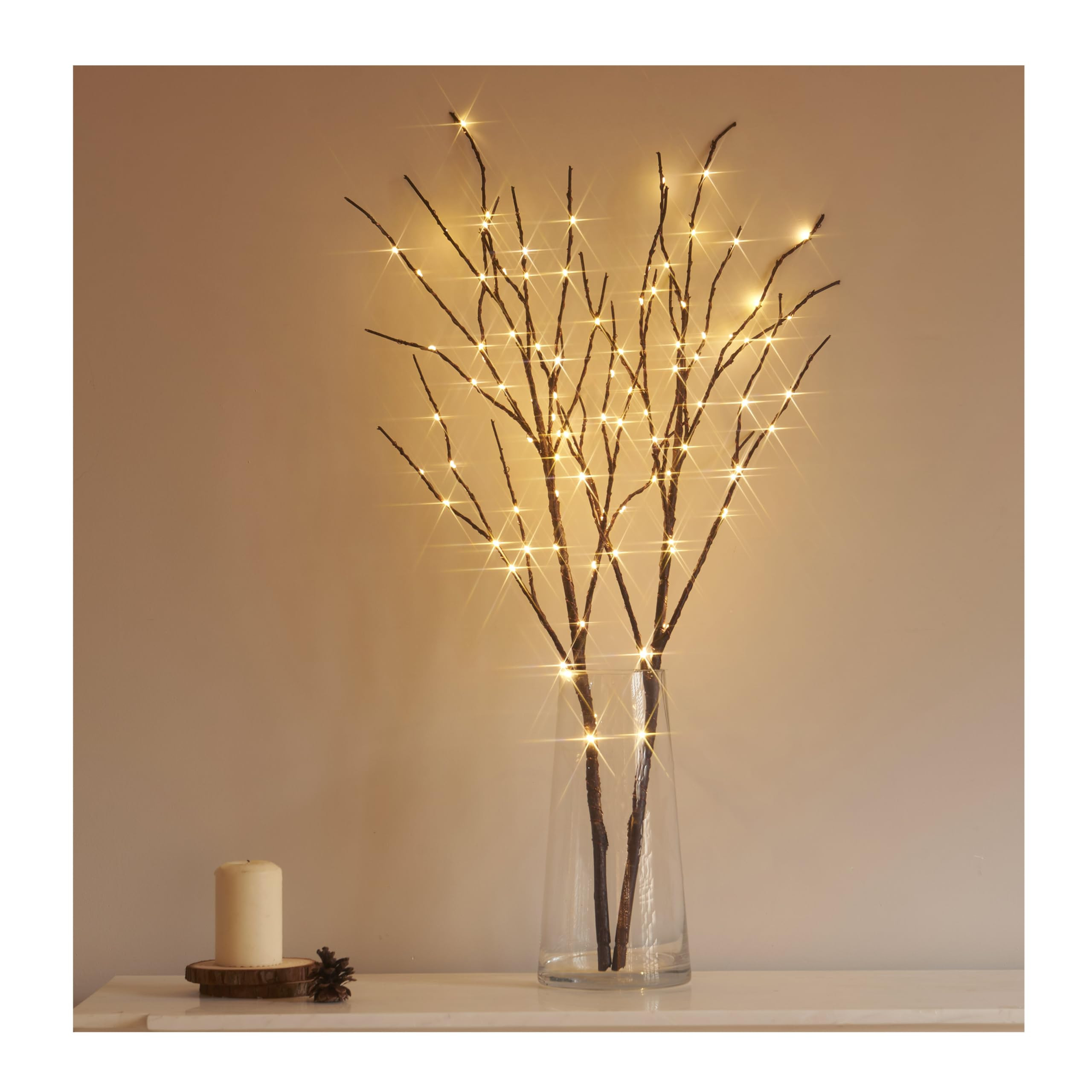 Hairui Lighted Brown Branches Battery Operated with Timer 30IN 100 LED Fairy Lights, Willow Branc... | Amazon (US)