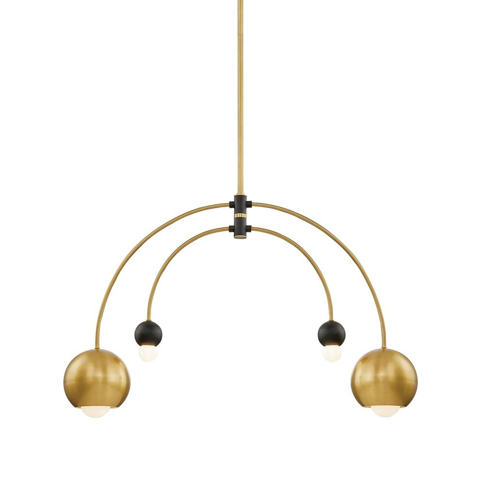 MITZI HUDSON VALLEY LIGHTING Willow 4-Light Aged Brass/Black Chandelier-H348804-AGB/BK - The Home... | The Home Depot