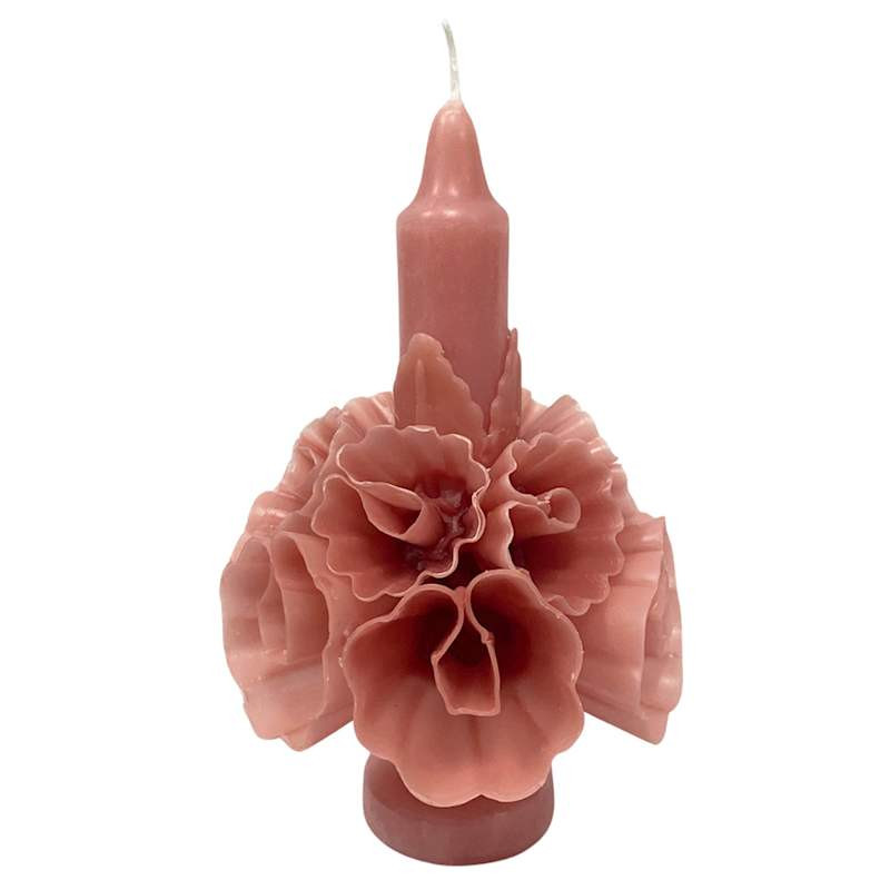 Pink Floral Taper Candle, 6" | At Home