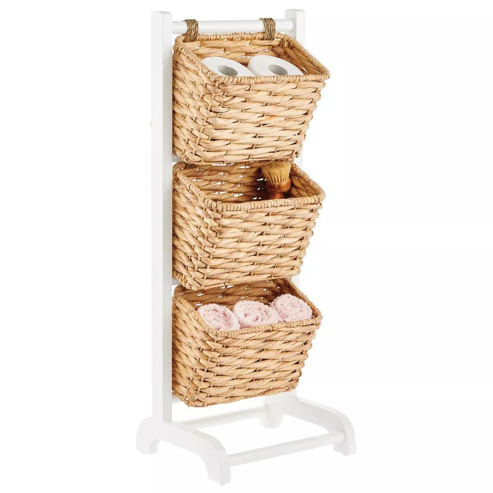 mDesign Vertical Standing Storage Basket Stand with 3 Baskets | Target