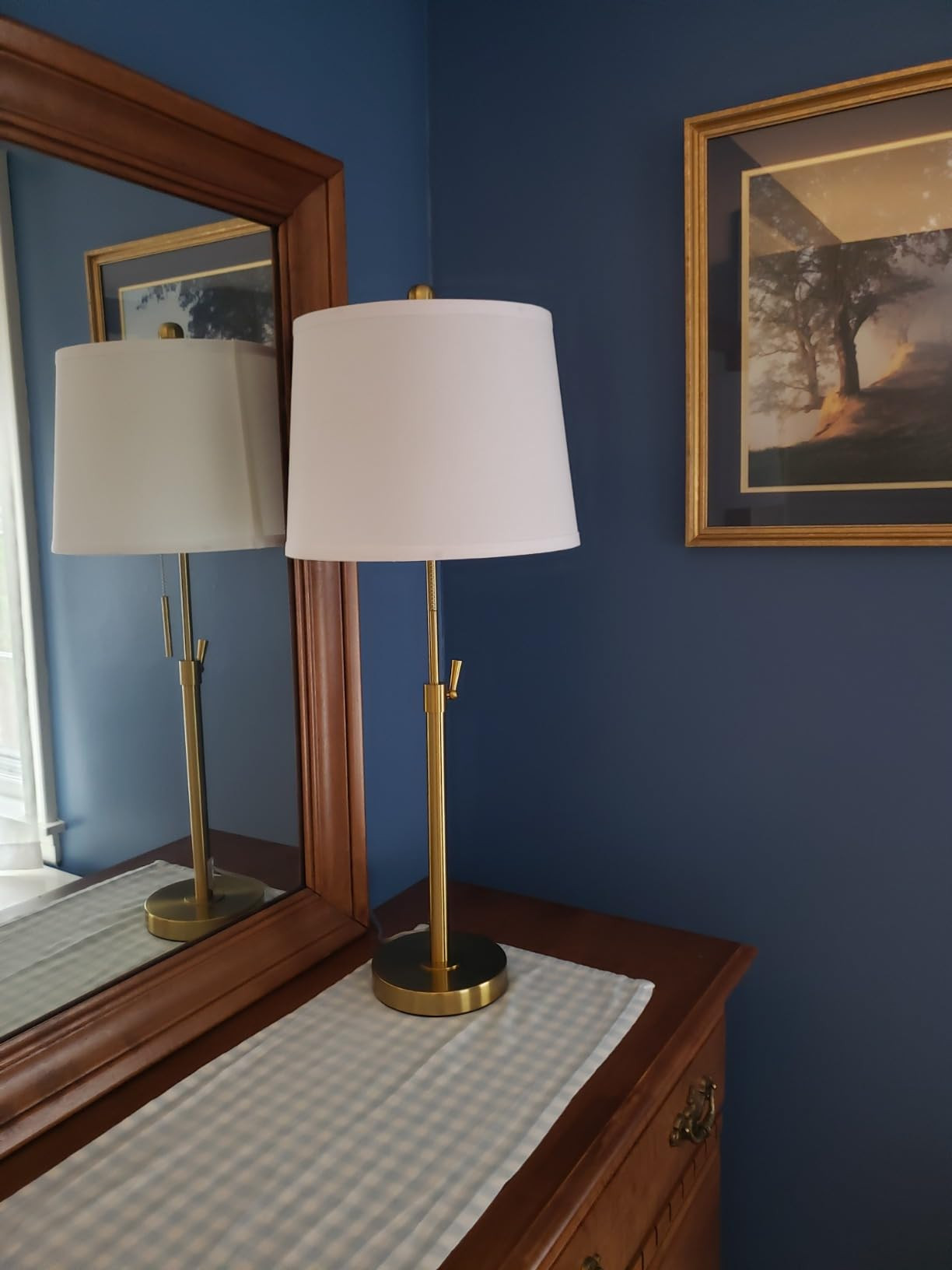 Table Lamps Set of 2,Adjustable Height Bedside Lamp,Gold Tall Lamp with White Shade 3 Color Tempe... | Amazon (US)