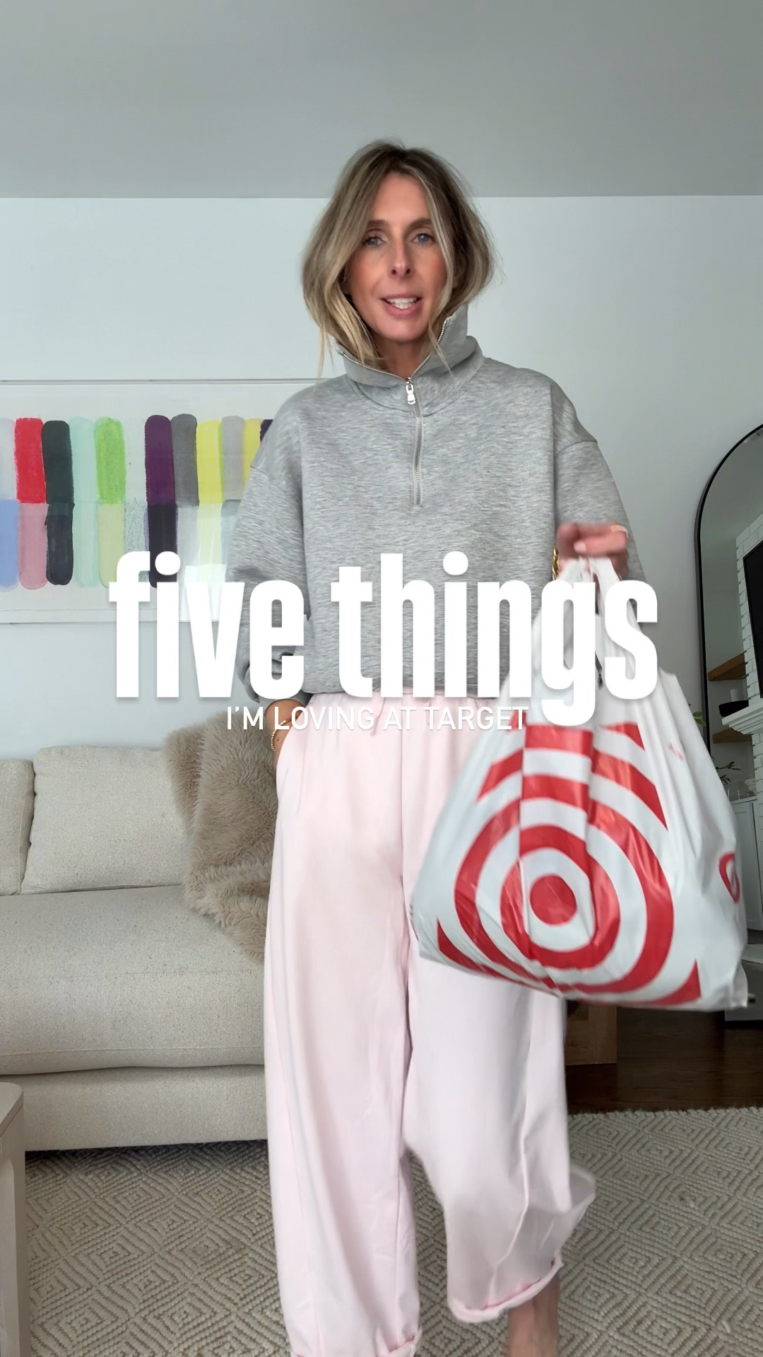 FIVE THINGS i’m loving from target this week! 🎯 

BARREL SWEATS - size small. 
baby pink perfection. i rolled the bottom just to add a little interest. such an easy trick…i do this a lot! high waisted, thick waist band. love em! 💕

CHUNKY BEADED NECKLACES 
yasssssssss! how freaking cool! later it wear alone. wear with tees, dresses and bikinis!! so so good! 👏 

JELLY BERKS
target know how to dupe berks… and then make them even better than the original. 👌 

OVERSIZED WEAVE TOTE
from the farmers market to the beach. love this tote. the oversized vibe is just a bonus! 

FRENCH TERRY SHORTS - medium (they run small imo)
i shared the lounge pant and was thrilled to find the shorts too. super soft. flowy. effortless. lounge in them or wear them out! 〰️

GREY SWEATSHIRT - small
this is actually old navy. scuba vibe. soft. structured. super cool! 🩶


target finds. effortless style. beaded necklace. sweat pants. weekend style. new at target. 

#LTKootd #LTKmomlife #LTKOver40