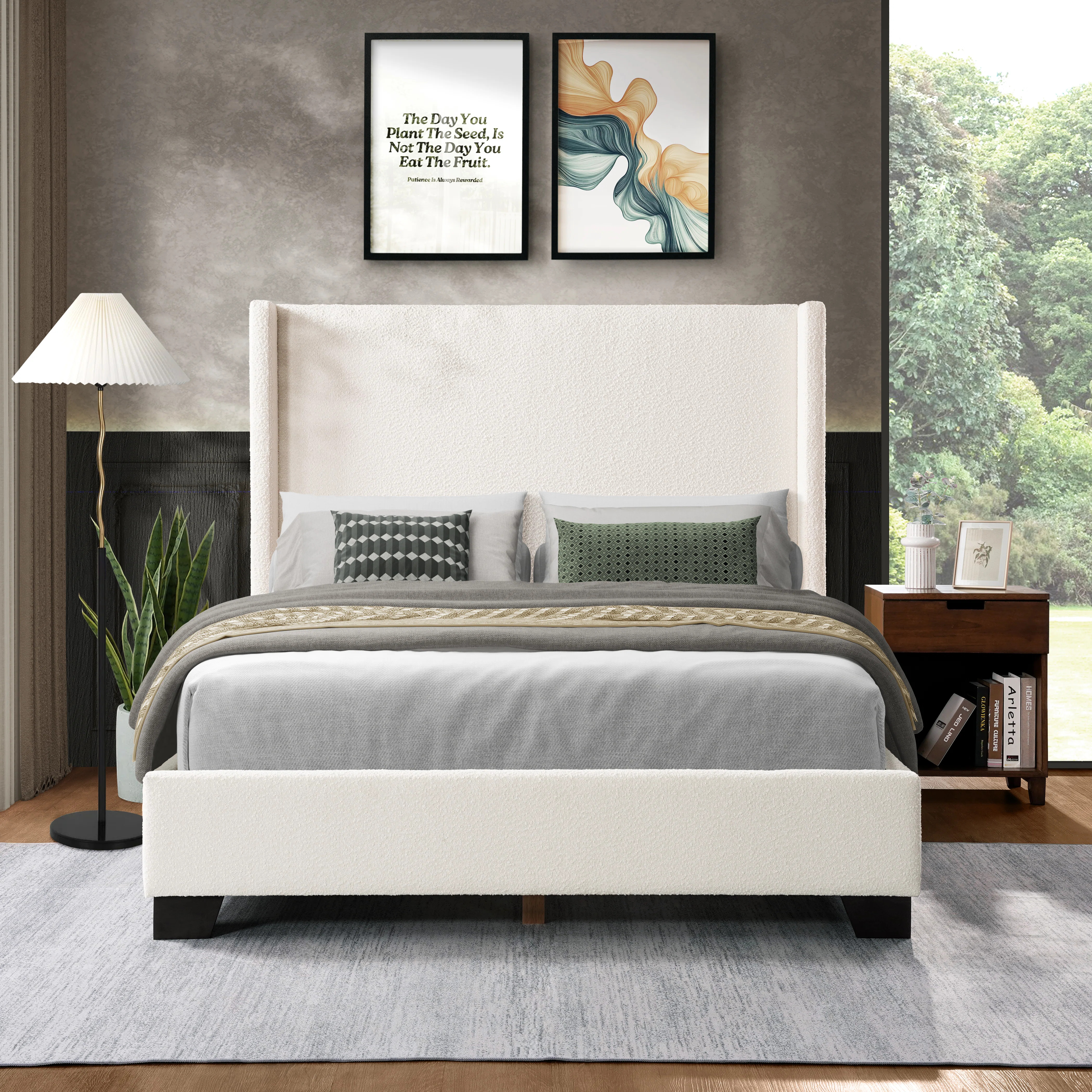 Reinette Upholstered Wingback Platform Bed | Wayfair North America
