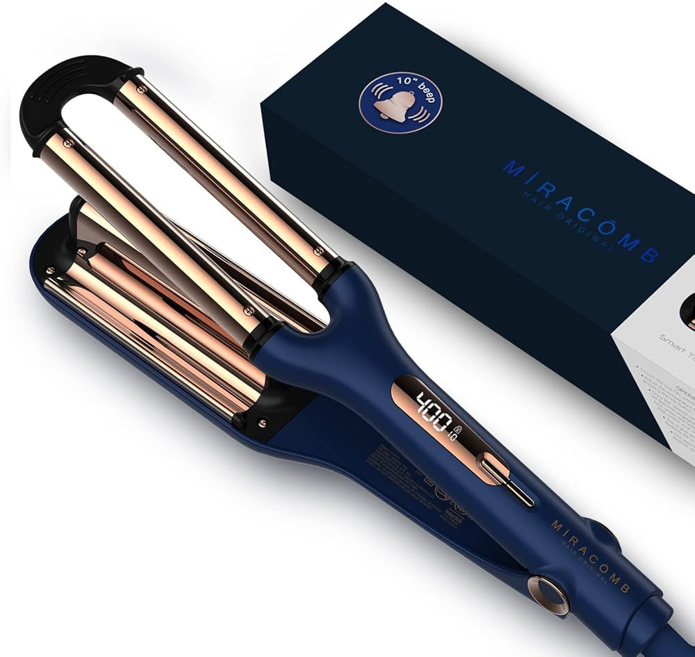 MIRACOMB Ion Titanium Deep Waver Smart Crimping Iron Hair Crimper, Digital Heat Settings, Auto Of... | Amazon (US)