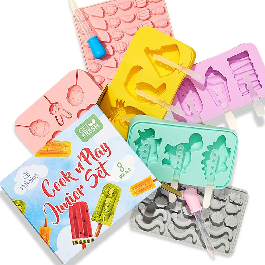 GET FRESH Kids Cooking Ice Cream and Candy Making Tool Set – 8-PCS Silicone Lollipop Jelly Cand... | Amazon (US)