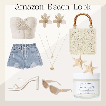 Cream Beach Look 🐚 

Ltkfindsunder50 / ltkfindsunder100 / LTKitbag / LTKshoecrush / LTKbeauty / LTKtravel / ltkmidsize / Amazon / Amazon style / Amazon finds / Amazon outfit / beach look / beach outfit / Amazon beach look / summer outfit / summer outfit Ms / spring outfit / spring outfits / crochet handbag / crochet bag / white crochet bag / white sandals / cream sunglasses / thick sunglasses / crop top / bandeau / denim shorts / distressed denim shorts / gold jewelry / beach jewelry / siren silk / moisturizer / face moisturizer / skincare / clean skincare / clean beauty / sale / sale alert / Amazon sale 

#LTKGiftGuide #LTKstyletip #LTKSeasonal