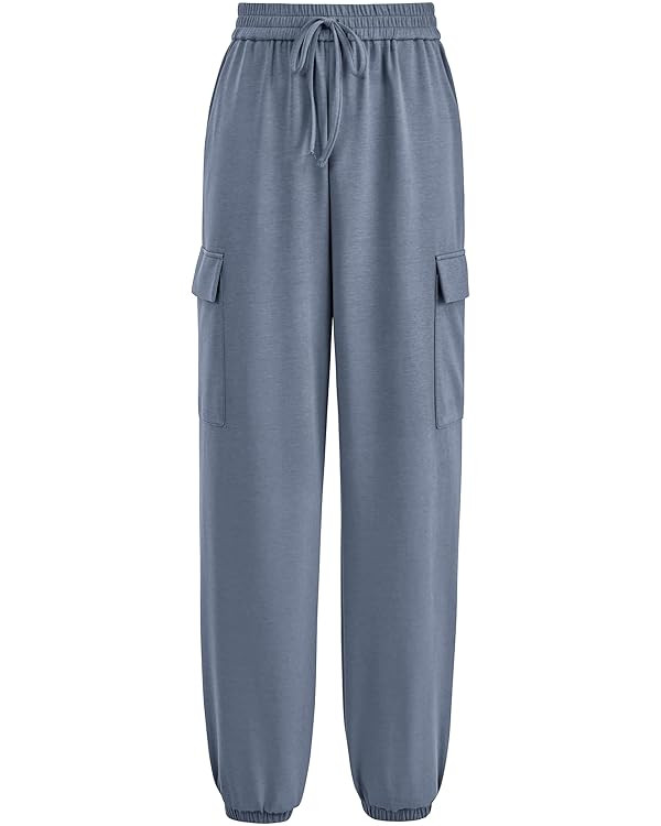 PRETTYGARDEN Womens Summer Cargo Sweatpants Casual Elastic High Waisted Lounge Jogger Pants With ... | Amazon (US)