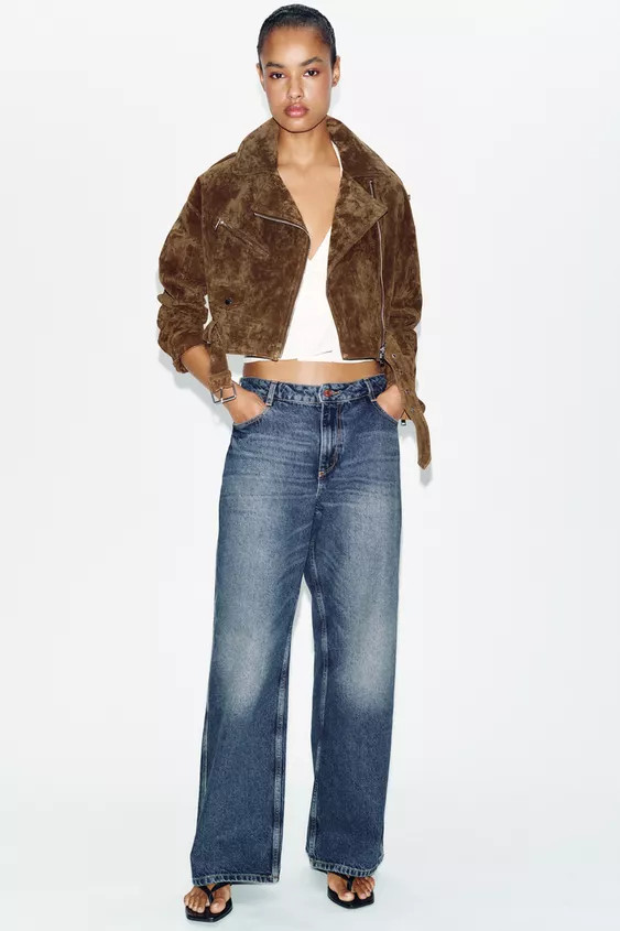 100% SUEDE LEATHER SHORT JACKET WITH BELT | Zara US