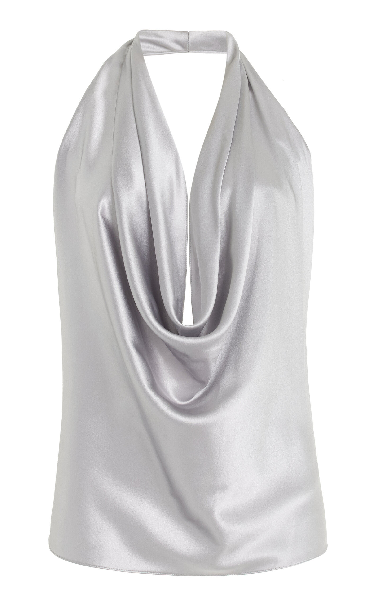 Alejandra Alonso Rojas - Draped Silk Halter Top - Silver - US 2 - Moda Operandi | Moda Operandi (Global)