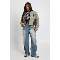 Womens Oversized Bomber Jacket - Green - 12 | boohoo (US & Canada)