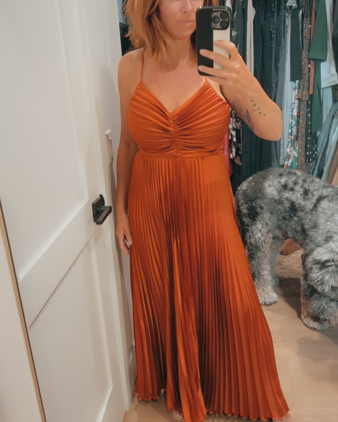 Orange flowy pleated maxi dress 🧡

#LTKOver40 #LTKPetite #LTKU