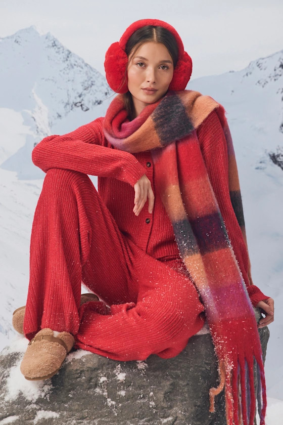 Carvalho Red Ribbed Knit Sweater Pants | Lulus