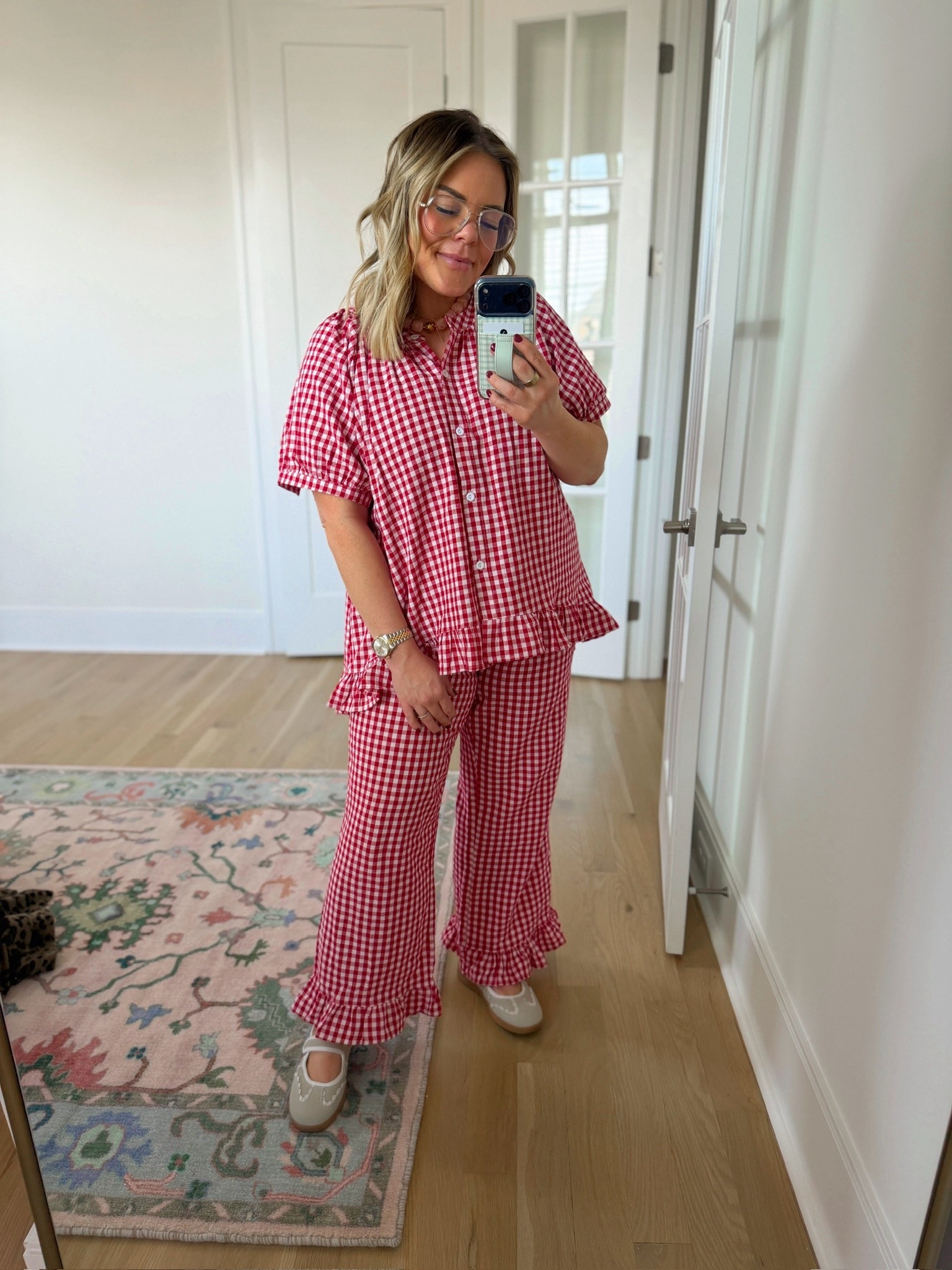 gingham matching set, holiday pajama style, cozy matching lounge set, christmas morning look, pajama set, holiday style  

#LTKHoliday #LTKSeasonal #LTKootd