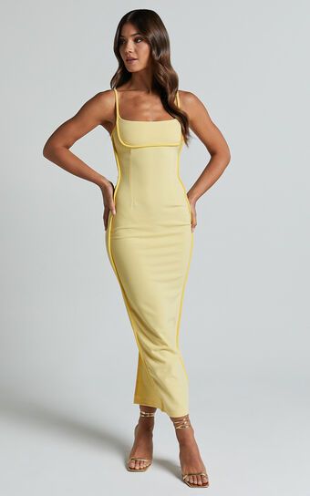 ABEGAILLE Midi DRESS - BODYCON DRESS in Lemon | Showpo (US, UK & Europe)