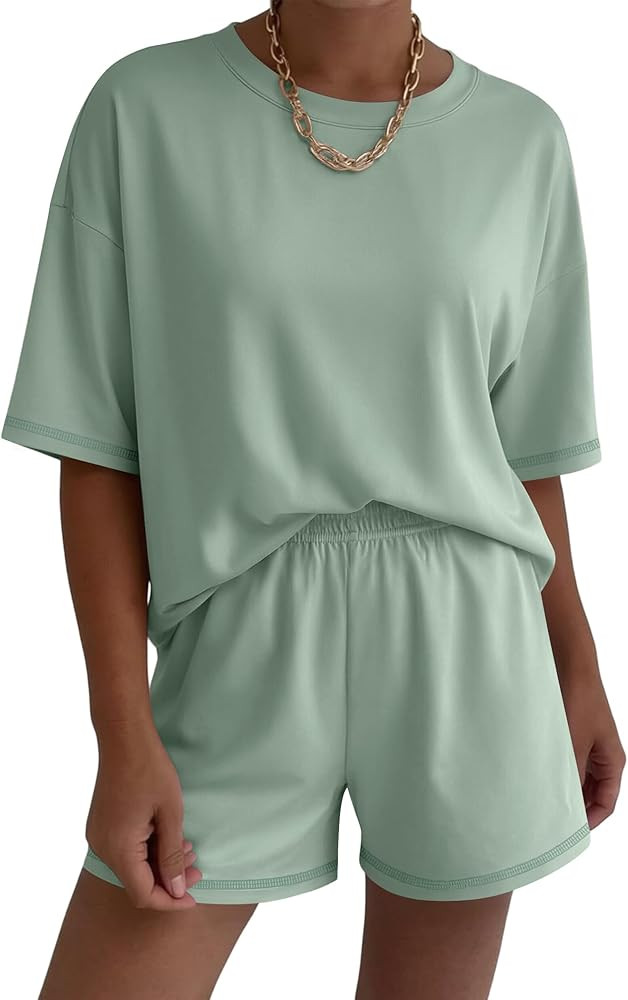 Ekouaer Lounge Sets for Women 2 Piece Shorts Sets Moisture Wicking Casual Summer Short Sleeve Mat... | Amazon (US)