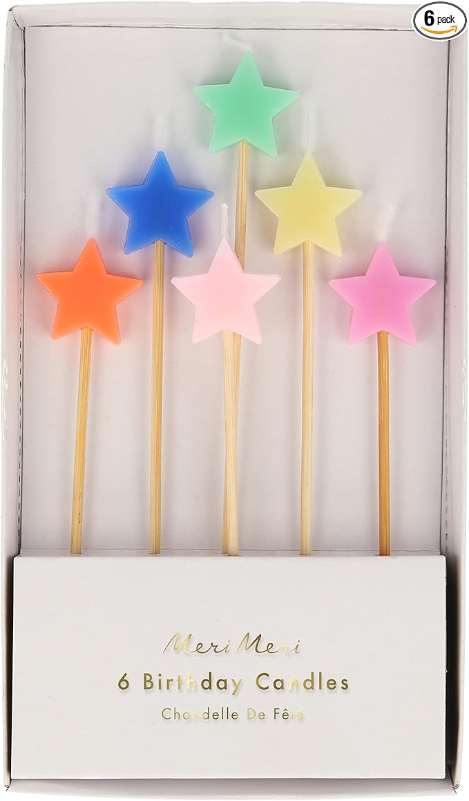 Meri Meri Star Birthday Candles for Cake (Pack of 6), Unscented, Fun Birthday Candles | Amazon (US)