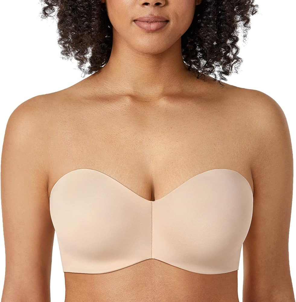 DELIMIRA Women's Strapless Bra Silicone-Free Minimizer Bandeau Plus Size Unlined | Amazon (US)