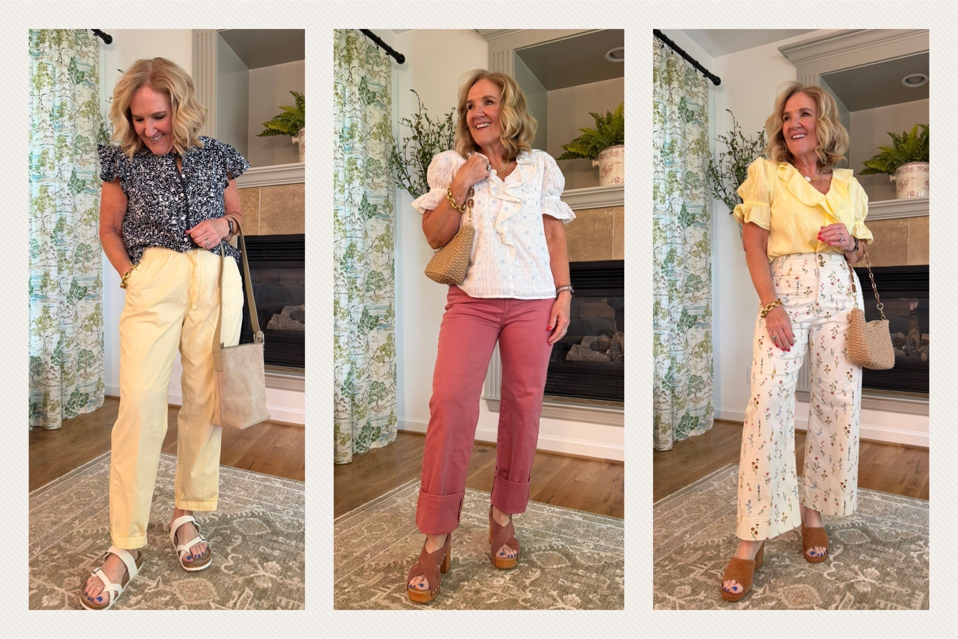 Kohls top sellers 
Blouse is so darling. Get your regular size 
Deep rose colored jeans I cuffed them I’m 5’3” but if you’re taller you can wear them regular 
I did size down to a 6 but get your regular size if you don’t want them fitted. 
Yellow capris size 8
Navy floral blouse size medium 
Floral pants size 8
Yellow blouse size medium 
Linking other kohls finds! 

#LTKOver40 #LTKSaleAlert #LTKPetite

#LTKOver40