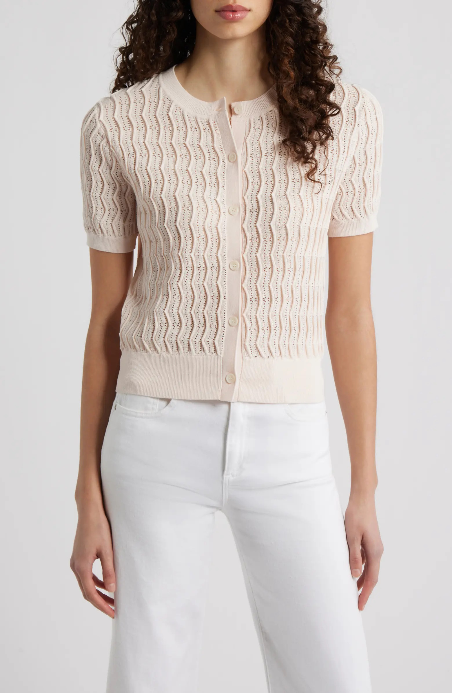 Leslie Wave Pointelle Knit Cardigan | Nordstrom