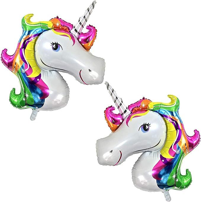 Large Rainbow Unicorn Balloon for Birthday – Pack of 2 | Mylar Foil Unicorn Balloons Decoration... | Amazon (US)
