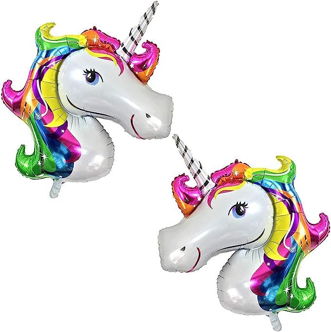 Large Rainbow Unicorn Balloon for Birthday – Pack of 2 | Mylar Foil Unicorn Balloons Decoration... | Amazon (US)