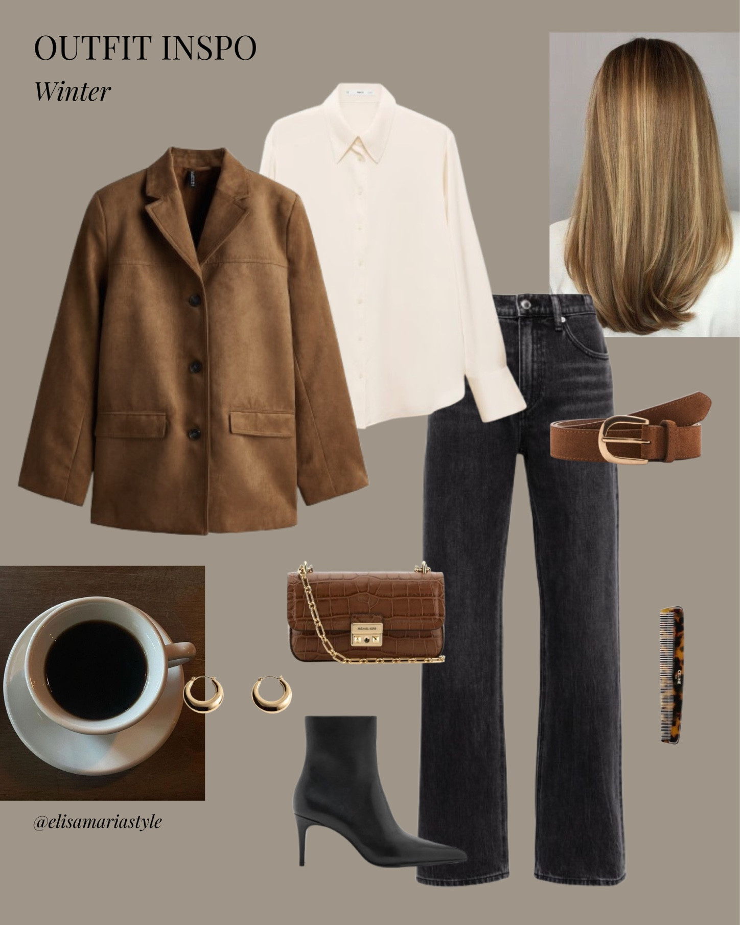 Suede blazer winter outfit idea 🤎

#LTKwinter #LTKbag #LTKmodest
