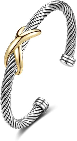 Mytys Cross Cable Wire Bangle Bracelet Designer Brand Antique Bangles for Women | Amazon (US)
