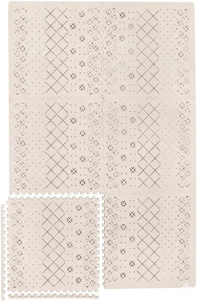 Yay Mats Stylish Extra Large Puzzle Play Mat, Thick, Soft, Non - Toxic Foam Covers 6 ft x 4 ft. Expandable Tiles with Edges - EVA Foam Play Mat for Floor (Carter Mudcloth Tan) | Amazon (US)