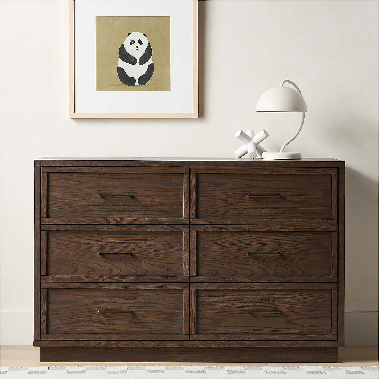 Oliver 52" Deep Brown Wood Wide 6-Drawer Kids Dresser | Crate & Kids | Crate & Barrel