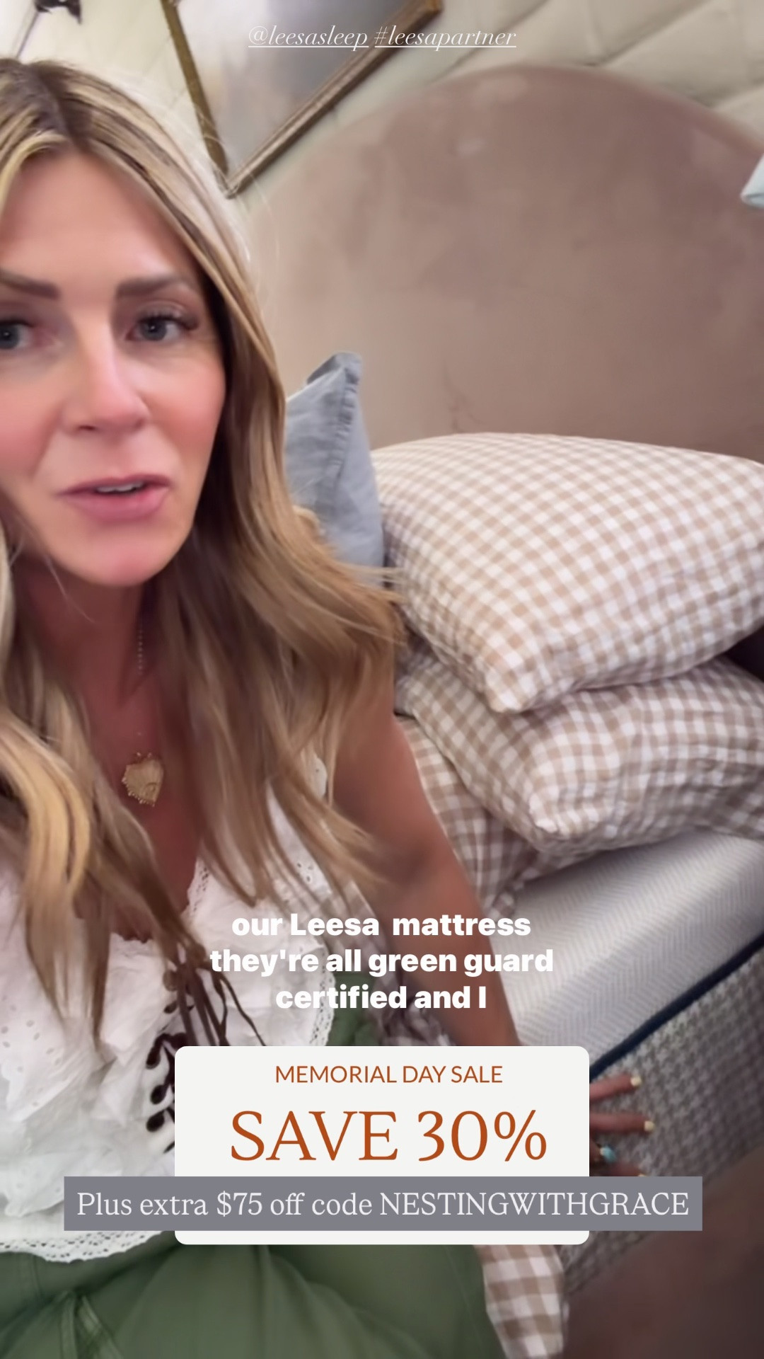 Memorial Day Sale 
30% off! + $75 off with code NESTINGWITHGRACE
@leesasleep #leesapartner