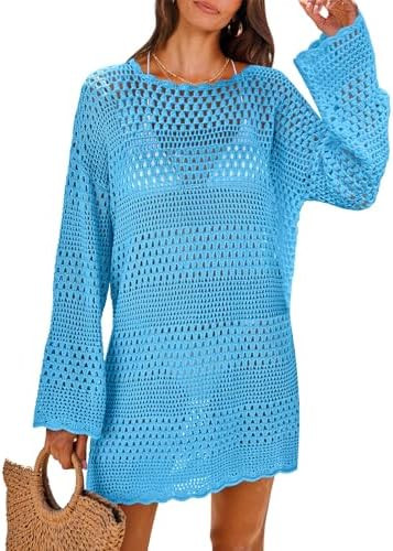 ANRABESS Women Swimsuit Crochet Swim Cover Up 2026 Summer Bathing Suit Swimwear Mesh Knit Beach D... | Amazon (US)