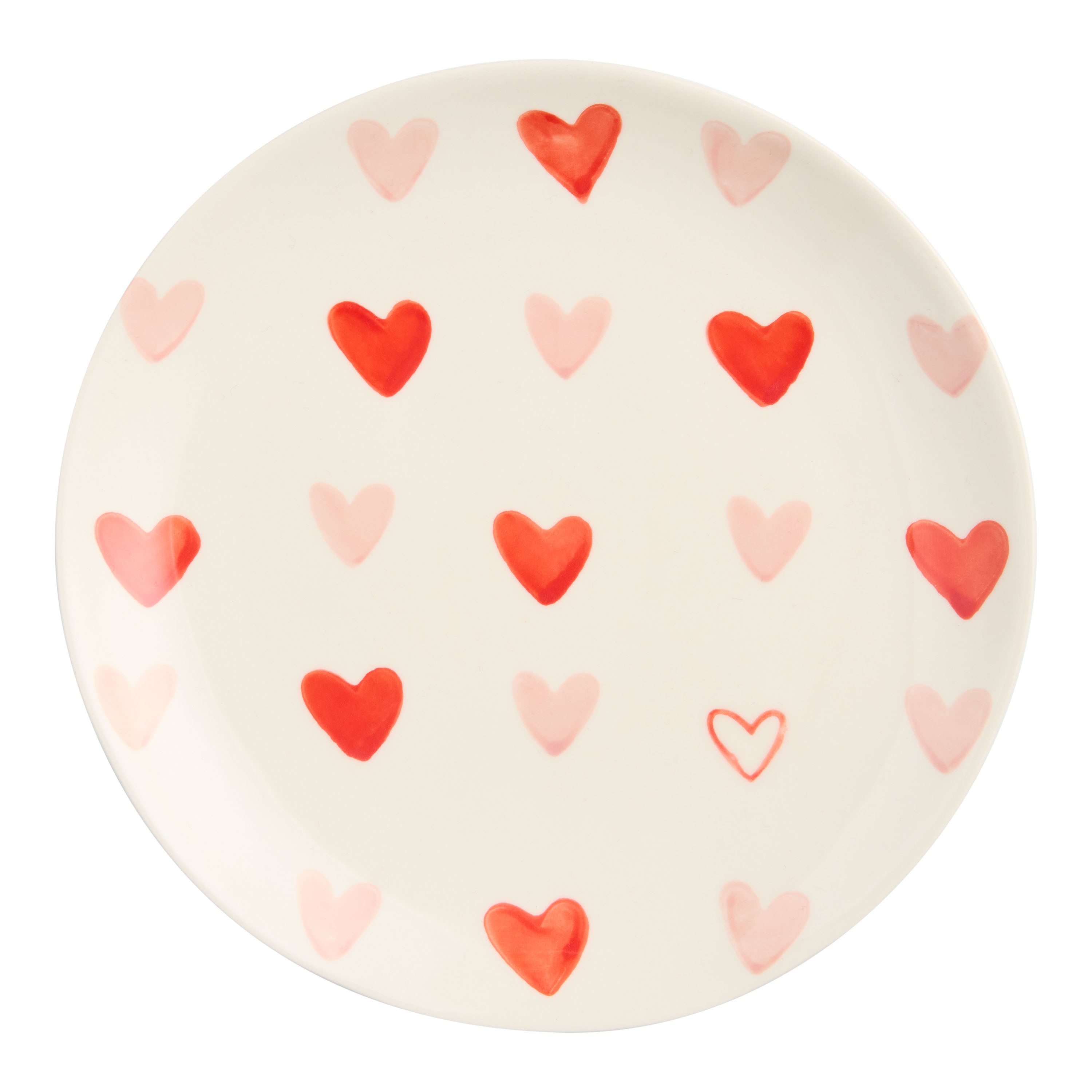 Red and Pink Heart Grid Hand Painted Salad Plate | World Market