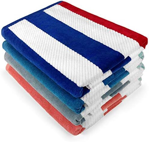Kaufman - Multicolor Oversized Plush Premium Velour Texture Cabana Stripe Beach Towel 4-Pack, 32i... | Amazon (US)