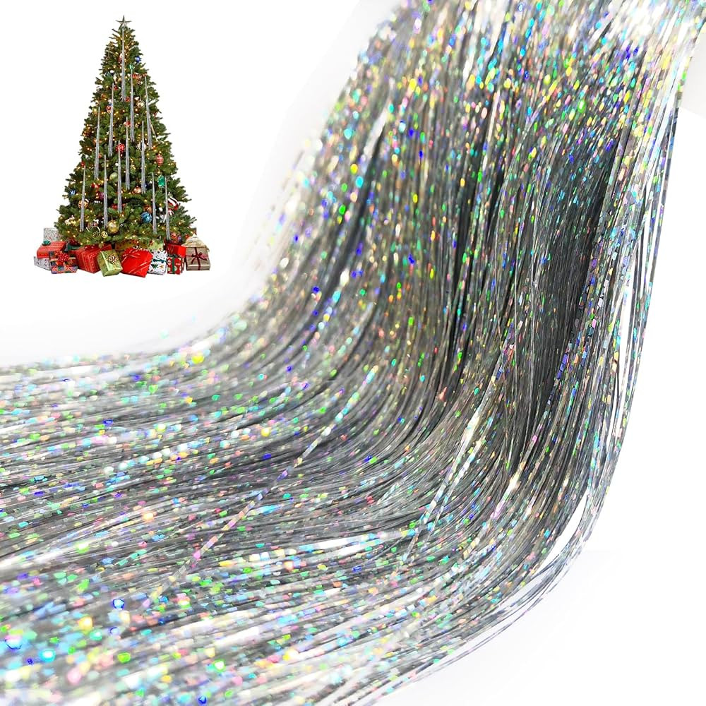 Pack of 3000 Strands Iridescent Silver Christmas Icicle Tinsel Foil Fringes | 19.8 Inches, Christ... | Amazon (US)